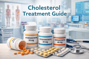 Statins cholesterol treatment guide with atorvastatin rosuvastatin and simvastatin medications in a healthcare setting in Pattaya Thailand