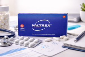 Valacyclovir (Valtrex) 500 mg tablets for herpes treatment in Pattaya Thailand